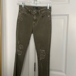 olive ripped jeans Abercrombie and Fitch size O
